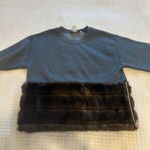 Harvey Faircloth Grey Sweater with Faux Fur